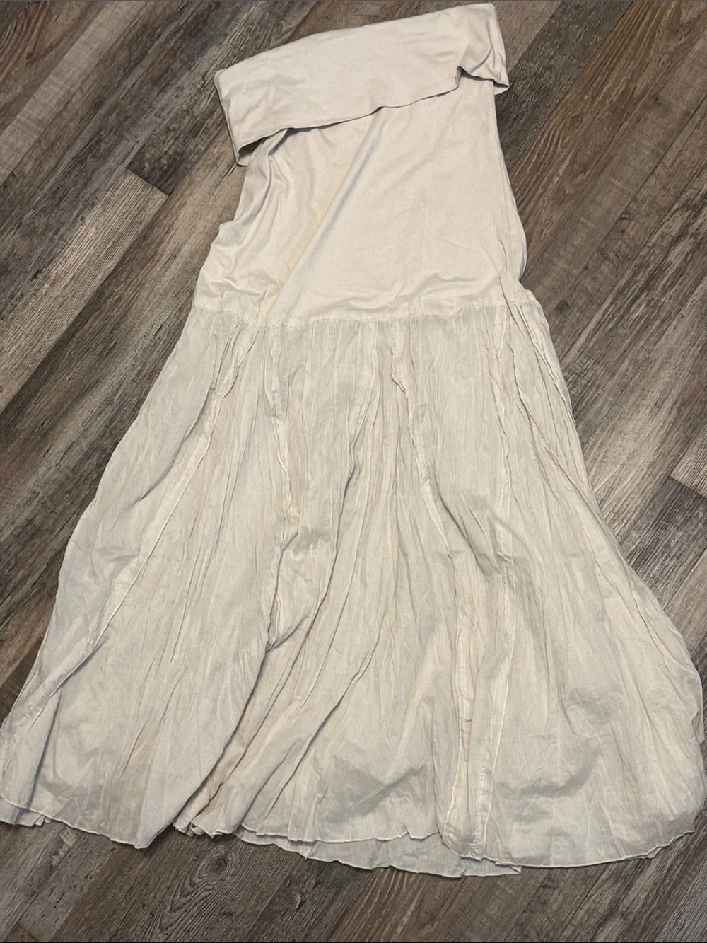 Magazine Cream Strapless Maxi Dress Bohemian Festival Cottagecore Size L